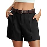 Feiersi Womens Casual High Waisted Elastic Waist Wide Leg Tailored Shorts Pleated Trendy Dressy Work Trouser Shorts