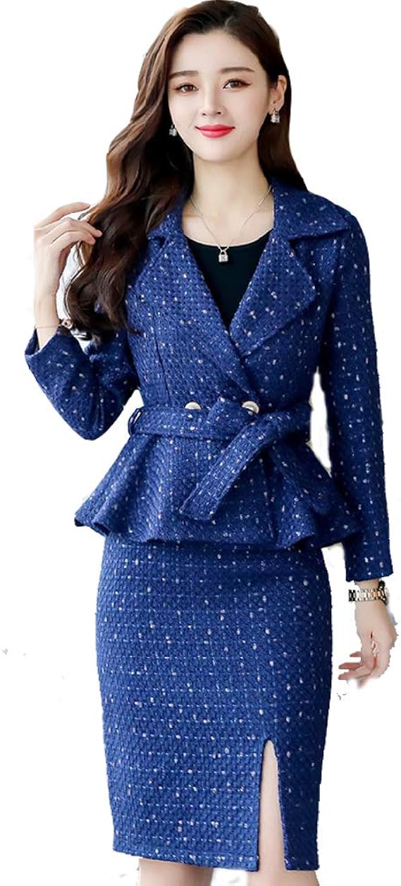 Amazon Mikoo フォマール スーツ ツイードスーツ レディース 2点セット スカートスーツ セレモニー スーツ パーティー お呼ばれ 卒園式 卒業式 入園式 入学式 七五三 お宮参り 大きいサイズ 婦人服 母親 ママ 参観日 通勤 スーツ セットアップ セット スカートスーツ 通販