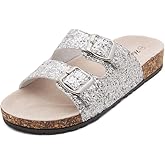 Herstyle Softey Womens Cork Footbed Sandals - Adjustable 2-Strap Comfort Slides | Slip On Open Toe Flat Sandals for Women | Summer Beach Casual Everyday Wear