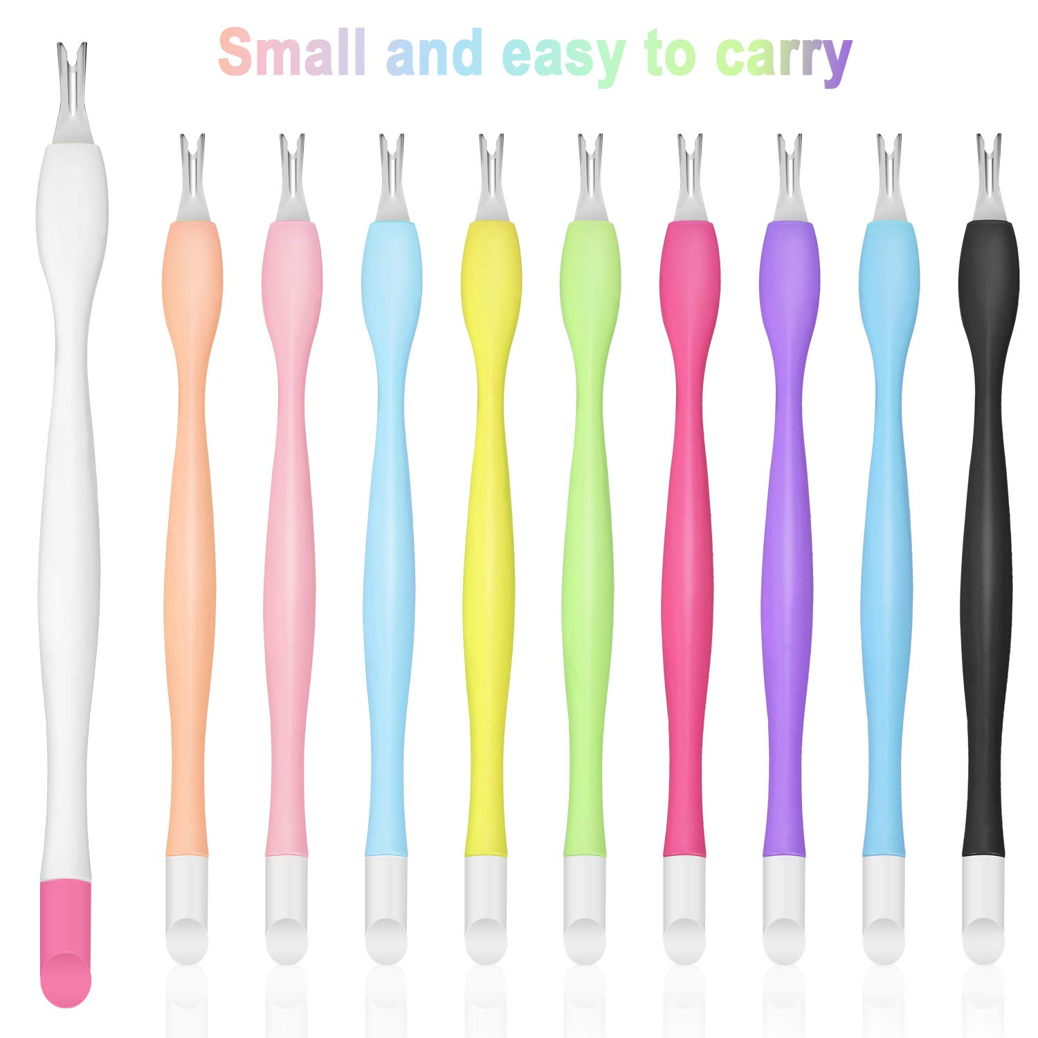 60 Pieces Cuticle Trimmer Remover Pusher Rubber Nail Cuticle Pusher Tipped Nail Cleaner Fork Double End Dead Skin Callus Removal Practical Nail Art Tools for Men and Women, 10 Colors : Beauty