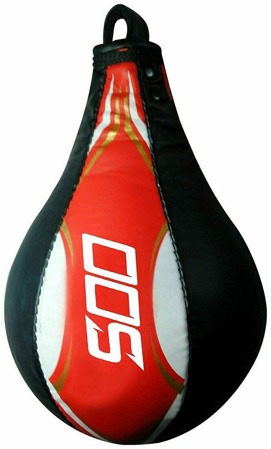 Heavy Duty PU Leather Speed Bag w/Lightweight Latex Bladder Boxing MMA Muay Thai Single end Speedbag Reflex Ball Boxing Equipment (Red/Black)