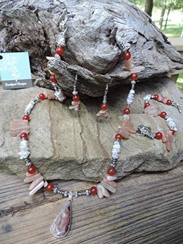 Jewelry Set ~ Mexican Laguna Lace Pendant Necklace, Bracelet &amp; Earrings