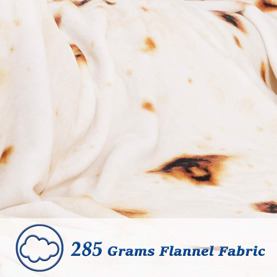 Jorbest Burritos Tortilla Blanket 2.0 Double Sided 60 inches for Adult and Kids, 285 GSM Funny Soft Flannel Taco Blanket, Novelty Giant Food Blanket for Everyone, Yellow Blanket Double Sided: Kitchen & Dining
