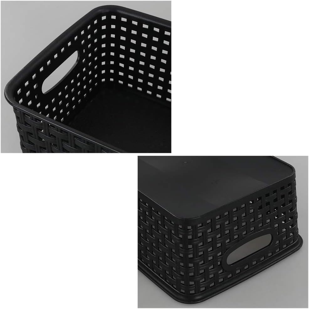 Eudokky Black Plastic Woven Baskets for Storage Set of 6 Small Basket Bins - Image 5