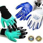 Votanta - Premium Garden Claw Gloves | Quick Easy to Dig and Plant Safe Hand and Fingers (Claw on EACH Hand) | Patio, Lawn & Garden | GIFT: 1 FREE PAIR OF NON-GRIPPING GLOVES WATERPROOF INCLUDED