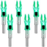 DEEPOWER 6 Pack X Lighted Archery Nocks for Arrows .204 Inside Diameter Lighted Arrow Nocks for 5.2mm Arrows Shafts with ON/Off Switch
