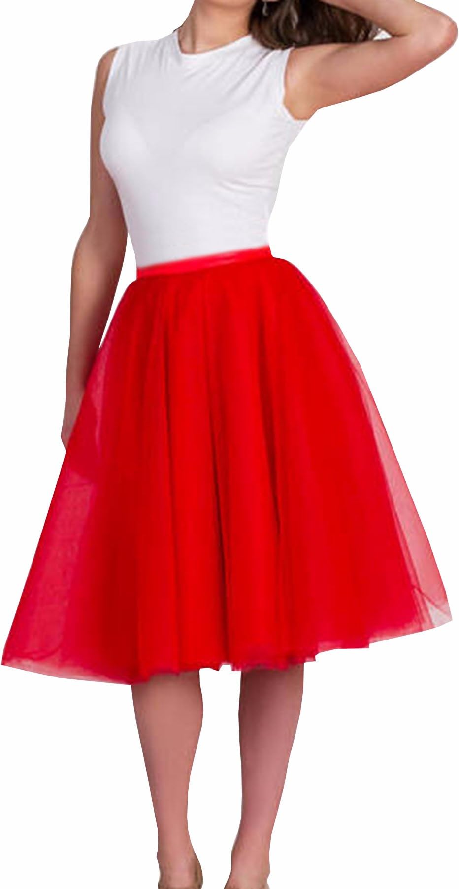 FXTXCO Women's A-line Short 5 Layers Tulle Bridal Skirt Layered Tutu