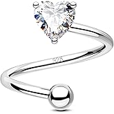 Jewseen 925 Sterling Silver Twist Helix Earrings 16g Heart Helix Piercing Jewelry Cartilage Earrings Cartilage Jewelry for Women