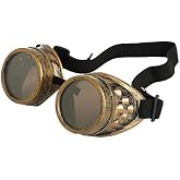 AOBOR Steampunk Goggles Glasses Vintage Welding Gothic (Brass Glasses)
