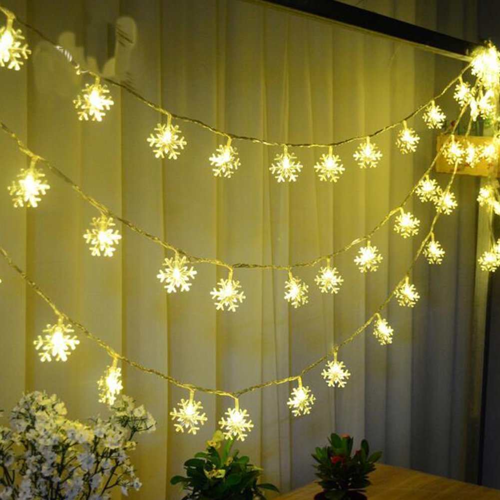 Snowflake String Lights CFTech 6.5 ft 20 LED Fairy Lights Battery Operated Waterproof for Garden Patio Bedroom Party Decor Indoor Outdoor Celebration Lighting, Warm White (2M 20 Lights)