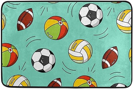 OKME Custom Alfombrilla De Piso,Hola Verano Fútbol Béisbol Baloncesto