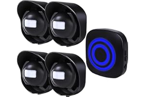 Shaogax Driveway Alarm-328ft Long Range Wireless Driveway Alarm Weatherproof Outdoor Motion Sensor&Detector Security Alert-Protect Outdoor/Indoor Property-1 Receiver and 4 Sensors-38 Chimes
