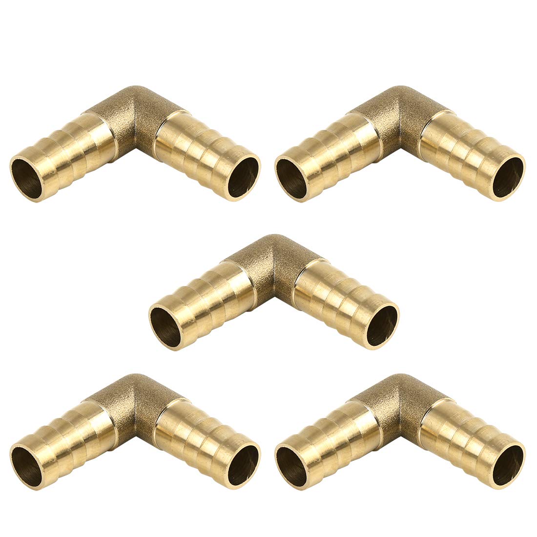X AUTOHAUX 12mm Hose Barb Elbow 90 Degree Brass Fitting for Air Water Oil 5pcs