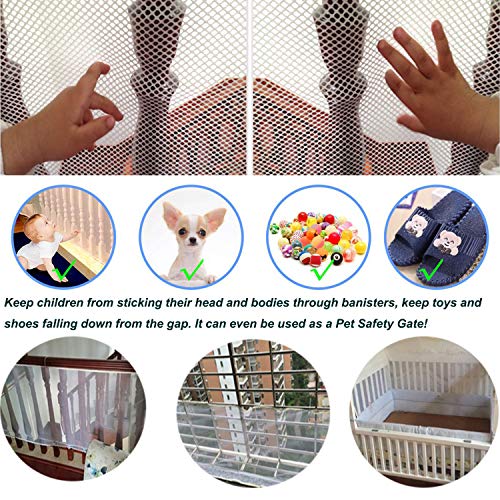 Child Safety Clear Banister Guard Net for Stairs, CuleedTec 16.5x2.5ft