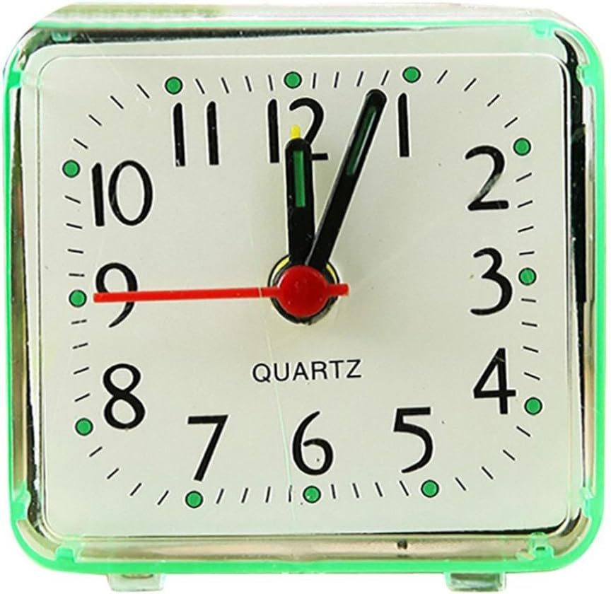 Beep Alarm Clock Classic Silent Quartz Desk Alarm Clock battery Powered Nightlight Analog Silent Clock (Green)