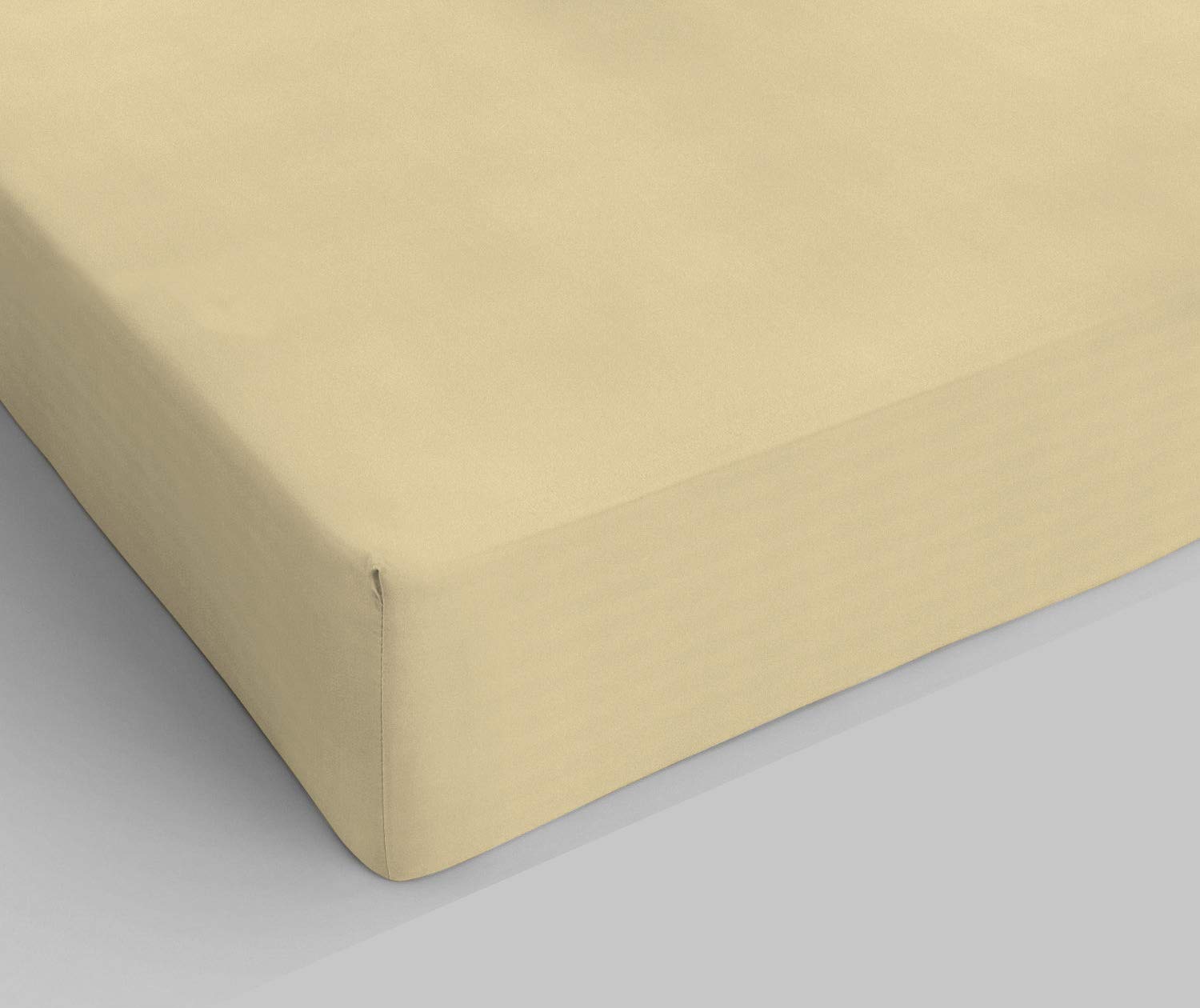 Italian Bed Linen Fitted Sheet "Elegant" with Corner, Microfiber, Maxi double, Cream