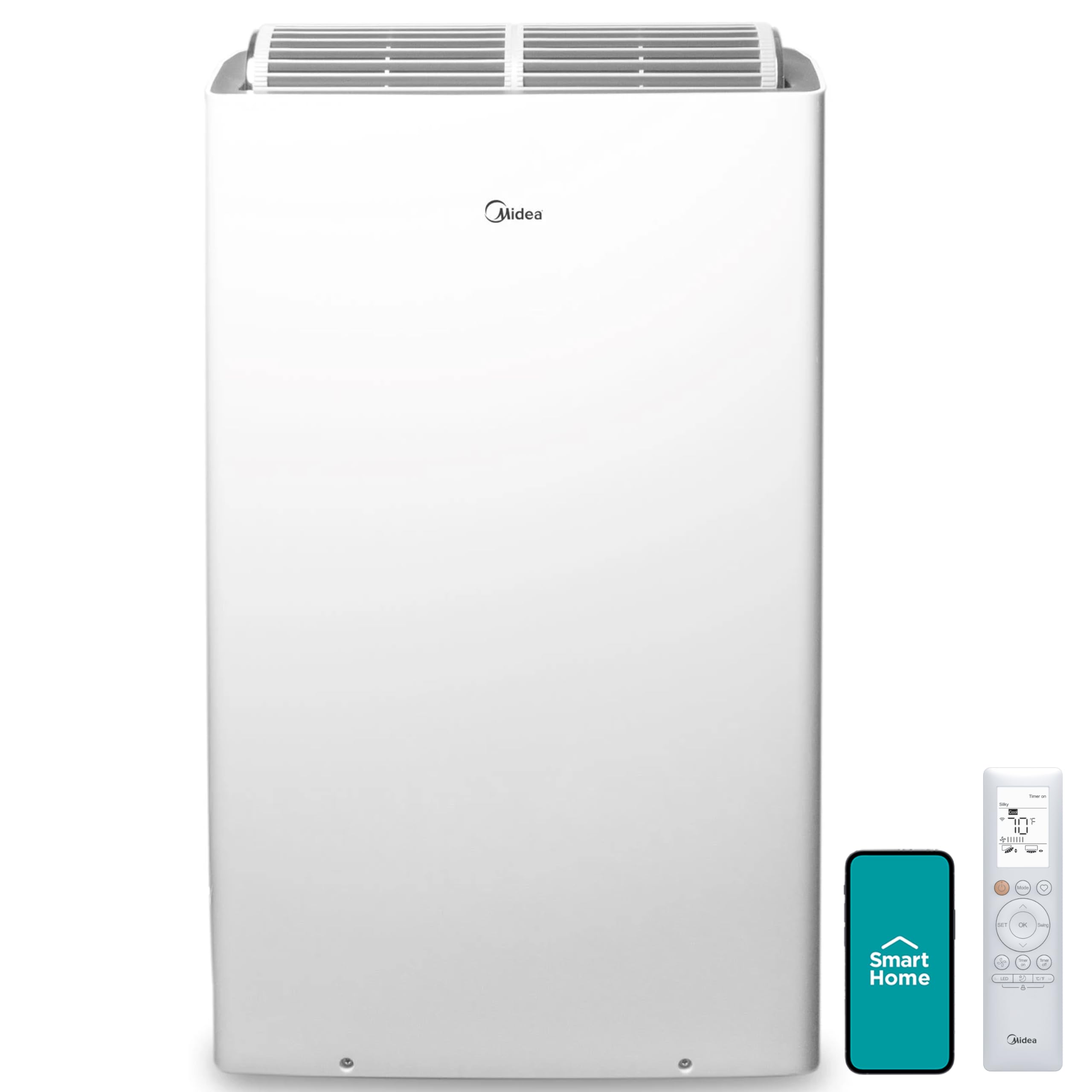 Photo 1 of Midea Duo 14,000 BTU(12,000 BTU SACC) High Efficiency Inverter, Quiet Portable Air Conditioner, Cools up to 550 Sq.Ft., Works with Alexa/Google Assistant, Includes Remote Control&Window Kit (Renewed)