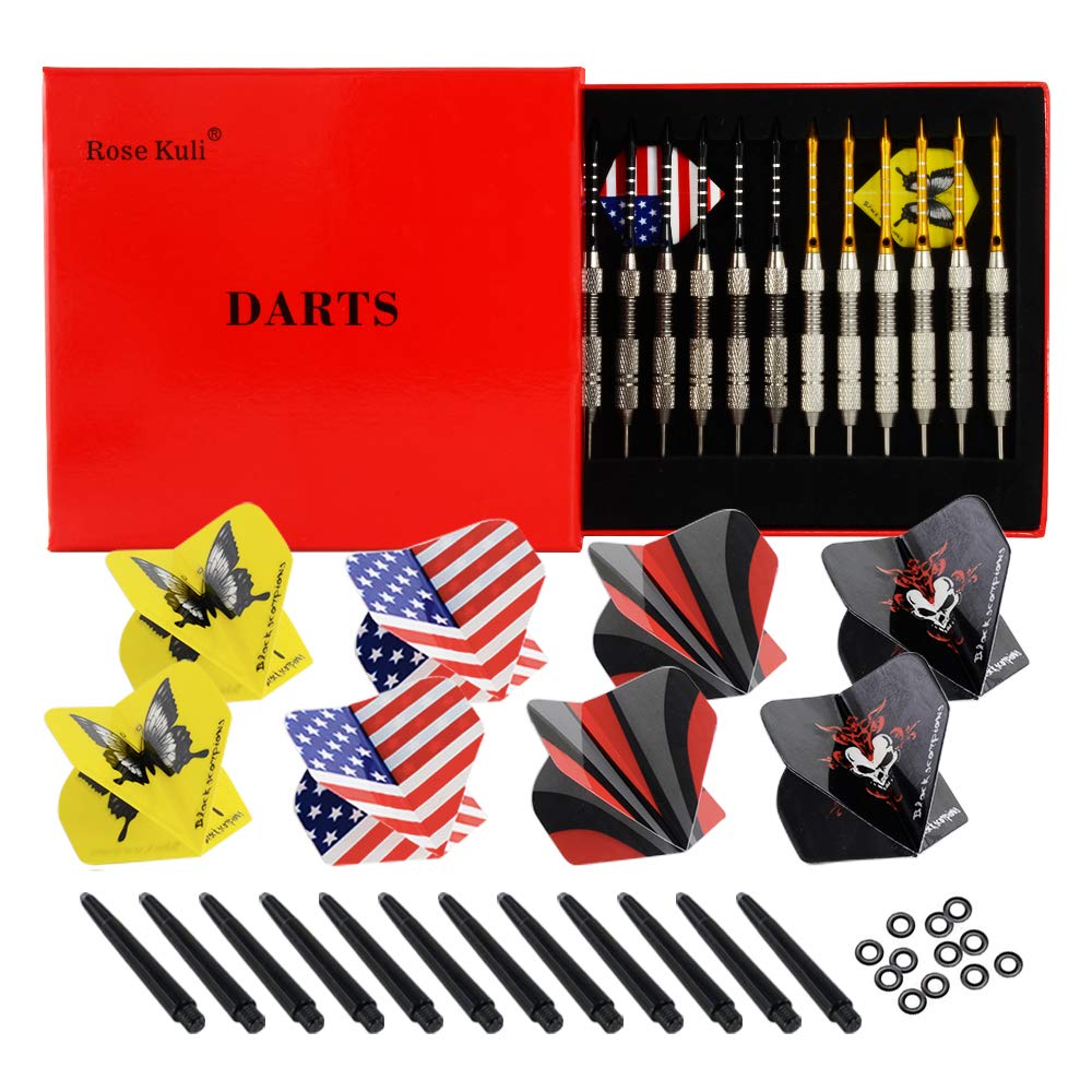 ROSE KULI Darts Steel Tip Set Professional 24 Grams Darts Brass Barrels