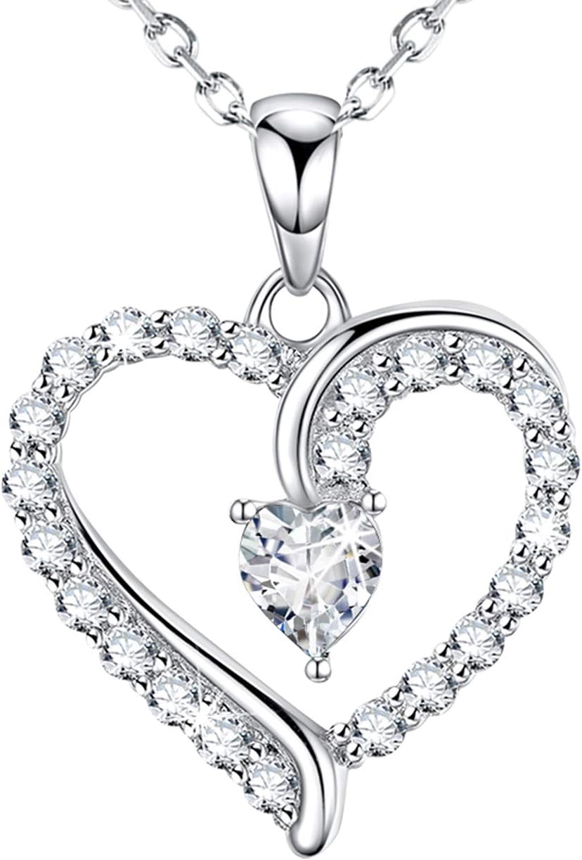 Christmas Jewelry Gifts Mom Wife Daughter Birthday December February Birthstones Necklace Love Heart Pendant Blue Topaz Amethyst Simulated Diamond Sterling Silver Fine Jewelry