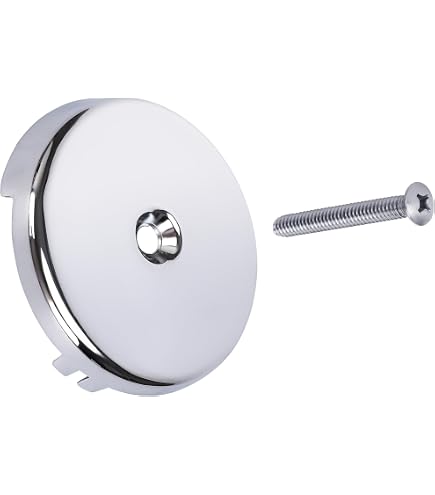 PF WaterWorks PF0930-CH Universal Bathtub Overflow Face Plate – Chrome Finish, Single Hole, With Screw & Adapter For 2-Hole Tubs