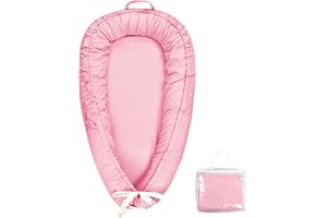 Hooyax Baby Lounger Pillow, Super Soft Breathable Cotton Baby Nests for Newborn, Portable Infant Nest Cover, Reversible Infan