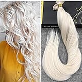 Ugeat 18inches I Tip Human Hair Extensions #60 Light Blonde Keratin Tipped Human Hair Extensions Pre Bonded Straight Brazilian Remy Salon Human Hair 1g/s