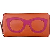 ili New York Smooth Leather Soft Eyeglass Case, Zip Closure with RFID Blocking Lining, Travel-Friendly in Vibrant Colors