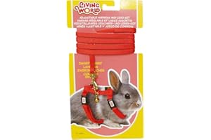 Living World Adjustable Harness and Lead Set for Dwarf Rabbits, Red, 1.2 Meter (4 Feet) (60850)