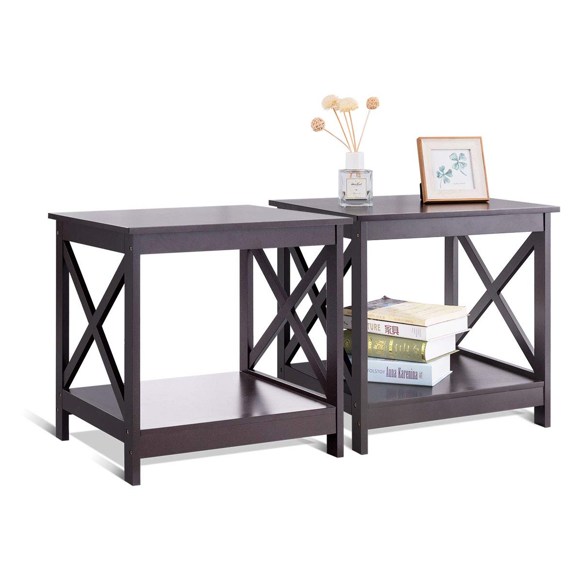 Best Tall End Table, Simple Design, Multi-Purpose, Espresso