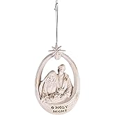 Dicksons Decorative Holiday Hanging Christmas Tree Ornament 3.25 x 5.25 Inch Resin Holy Family Creche