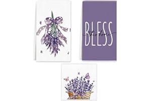 rowjow Purple Lavender Kitchen Dish Towels, Spring Summer 16x24 inch Bless Home Purple Floral Rustic Bath Hand Tea Towel for 