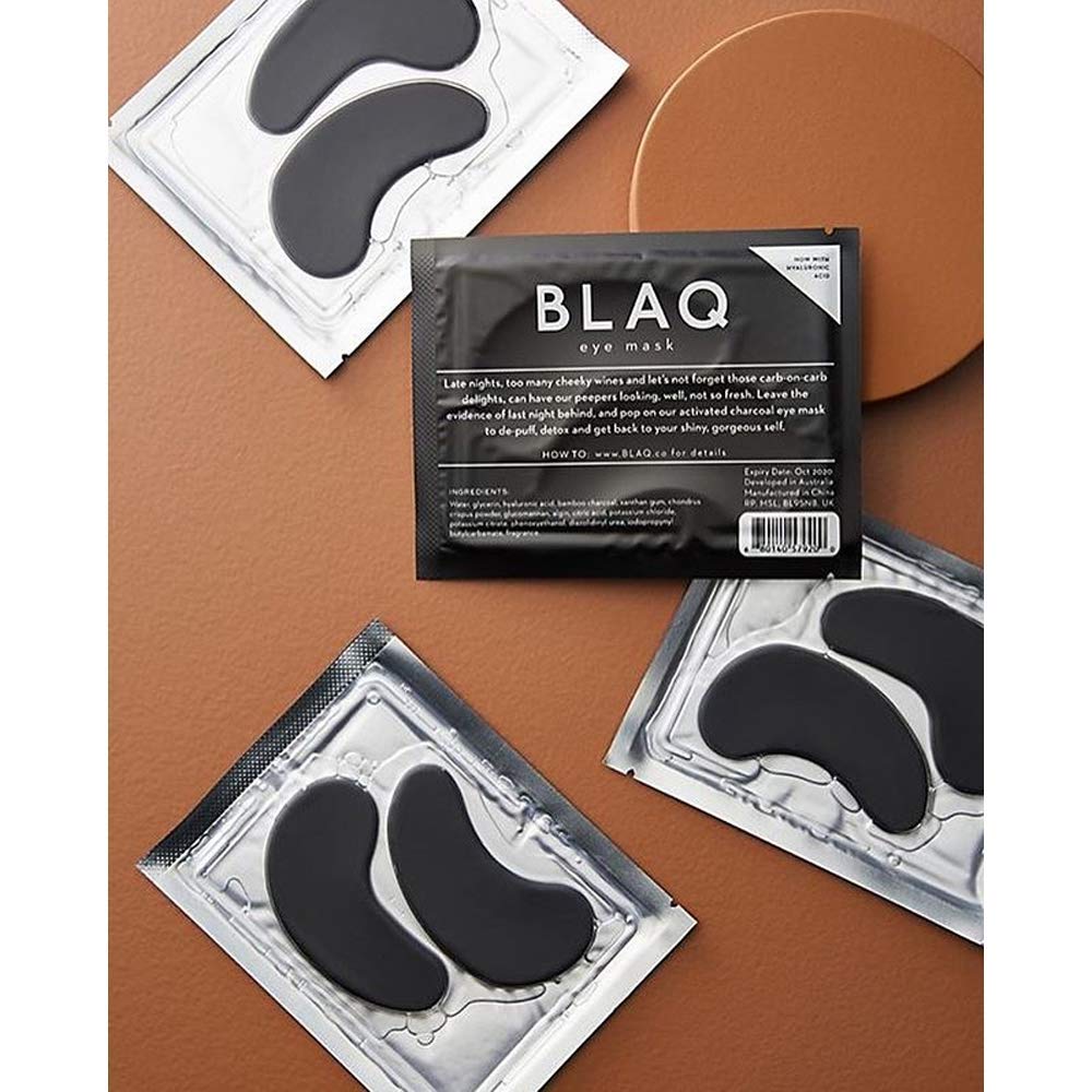 BLAQ Activated Charcoal Under Eye Mask with HydroGel |Natural Hydrating & Anti-Wrinkle Eye Patches with Hyaluronic Acid |Reduce Puffy Eyes & Remove Dark Circles - 5 Count : Beauty