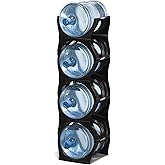Bariboo Stackable Water Bottle Storage Rack Best Water Jugs 5 Gallon Organizer. Jug Holder for Kitchen, Cabinet and Office Organizing. Reinforced Polypropylene (Black, 4 No Shelf)