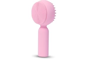 MTBOI Silicone Facial Cleansing Brush 2 in 1 Silicone Facial Scrubber Manual Exfoliating Facial Brush Face Cleanser Face Exfoliator Ultrafine Bristles for Sensitive Skin Easy to Clean Lather Well (Pink)