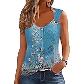 Disamer Tank Tops for Women 2026 Vacation Summer Spring Outfits Lace V Neck Button Down Loose Fit Sleeveless T Shirts