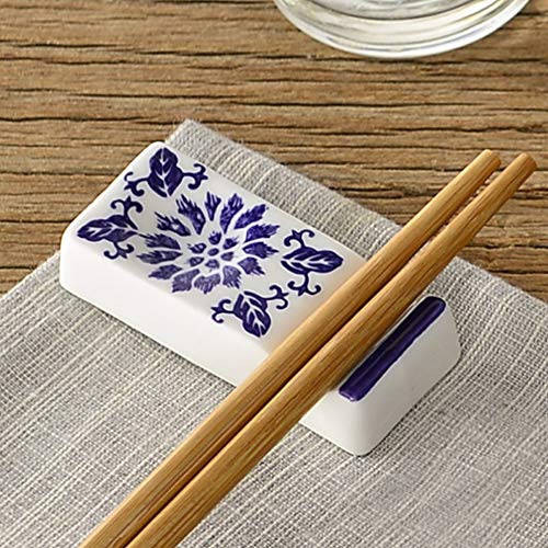 Ceramic Chopsticks Rest Rack Set of 6,Chinese Style Dinner Spoon Stand Knife Fork Holder Porcelain Chopsticks Stand