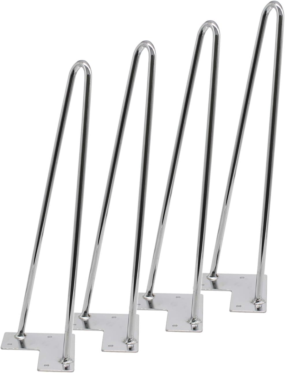 Kitchen Hardware Collection 15.7" 4 Pack Chrome Hairpin Table Legs 2 Pairs Heavy Duty Coffee Table Furniture Legs Satin Steel Industrial Design Look Set of 4