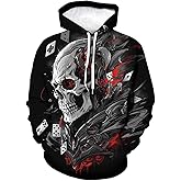 TiwBski Men's Novelty Skull Print Hoodies Sweatshirt Pullover with Pocket