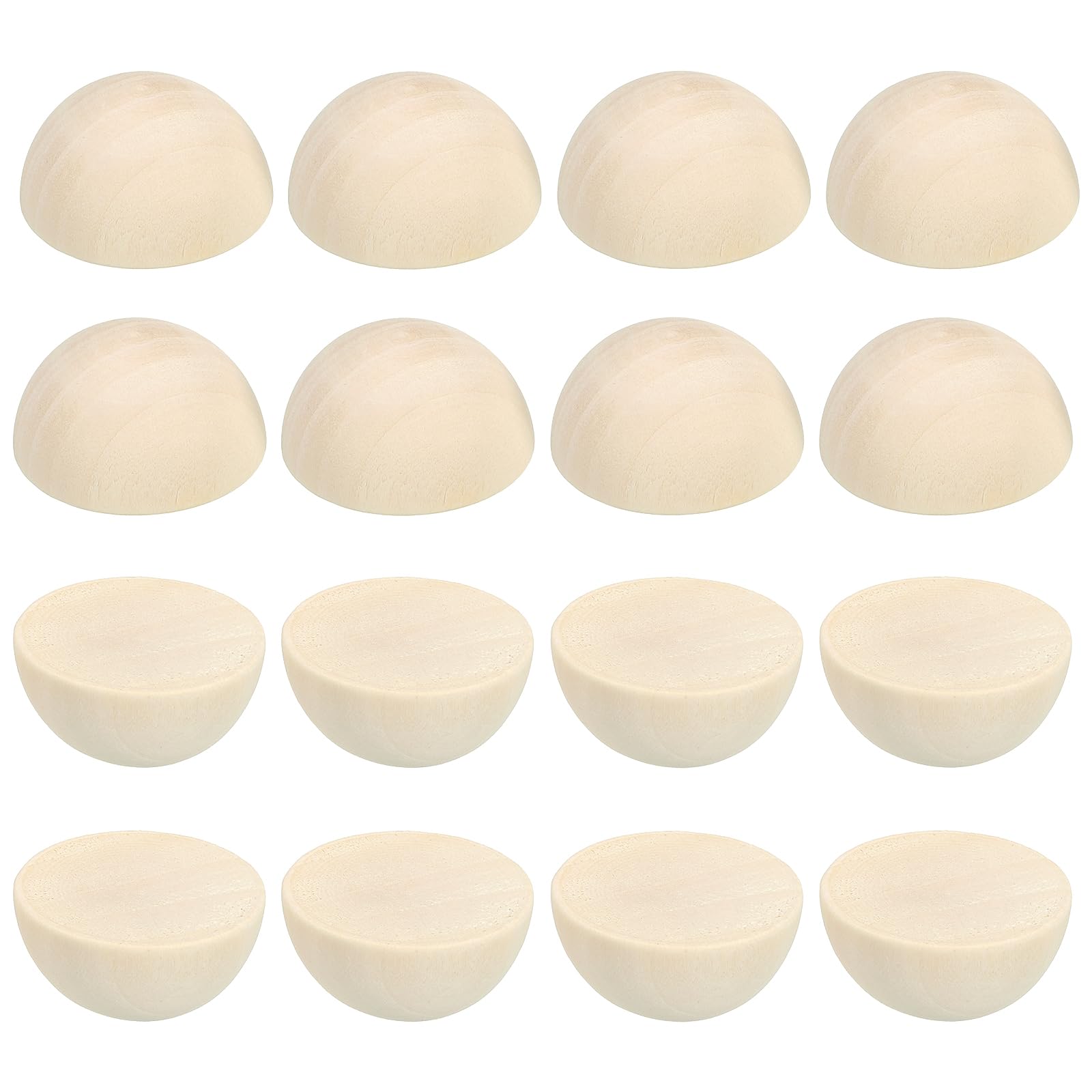 PATIKIL 35mm Half Wood Beads, 40 Pack Unfinished Natural Wooden Beads Round Split Wood Balls for Craft Art Ornaments Painting, Brown