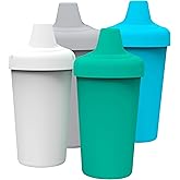 Avima Spill Proof Sippy Cups for Toddlers 1-3 Years - Bite Resistant & BPA Free Training Toddler Cups for Boys & Girls, 10 Oz, 4 Pack Set - Neutral Blue