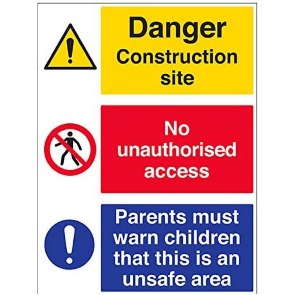 Vsafety Multi Hazard Site Safety Must Warn Children Warning Sign - 600mm x 800mm - 2mm Rigid Plastic — image 1