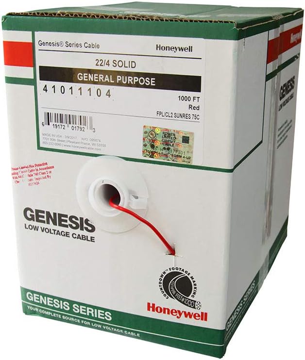 Honeywell Genesis 43071104 18/4 Cable sólido sin blindaje, rojo [1000/caja]: Amazon.es: Electrónica