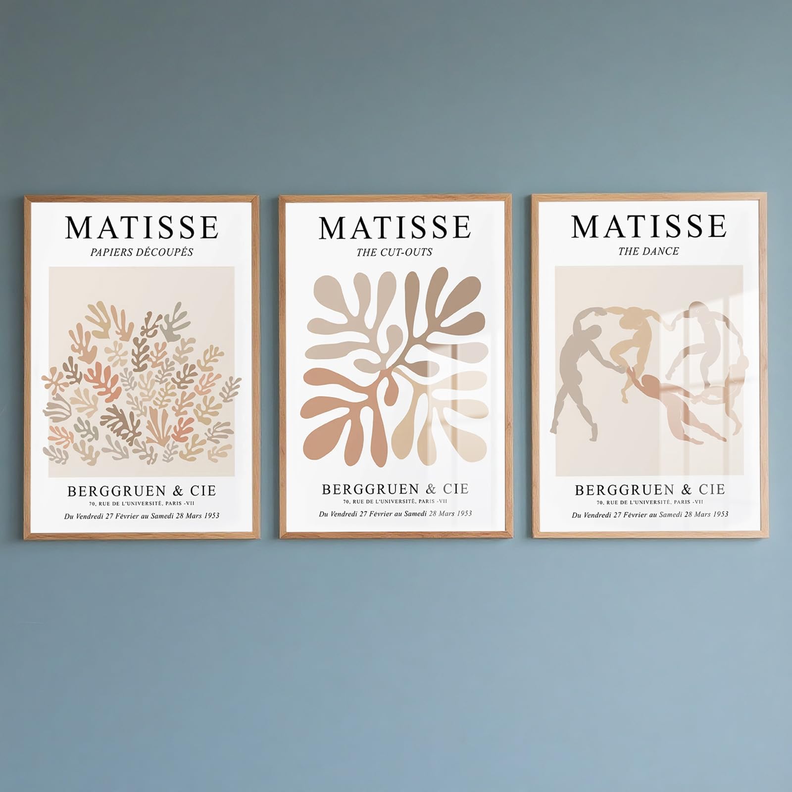PWAAHDC Abstract Matisse Canvas Wall Art Prints - Set of 3 Unframed Bohemian Posters for Living Room & Bedroom, Neutral Vintage Decor (A2) — image 1