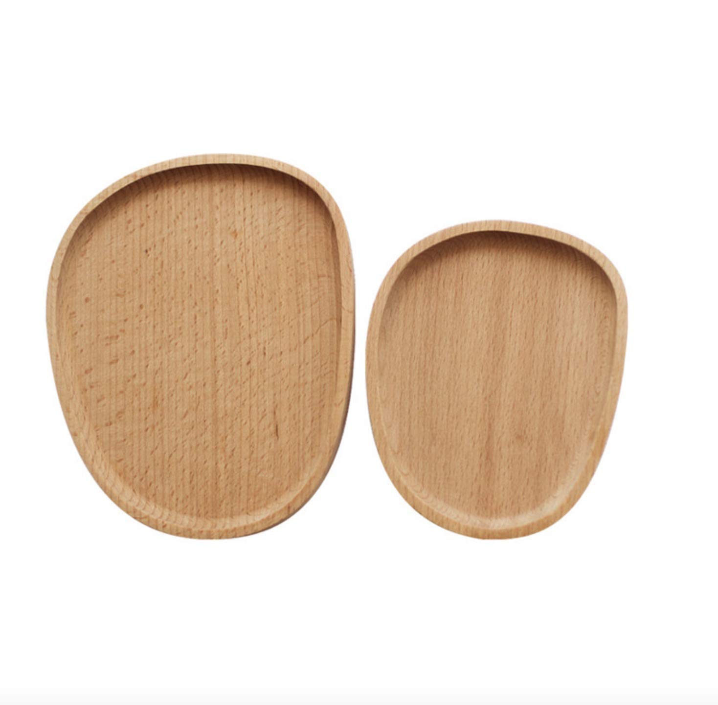 anaan Pebble wooden plates Set of 2 Serving Tray of wood Platter Table storage for snack jewelry decoration round Eco Friendly Design
