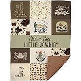 Western Baby Blanket, Cowboy Minky Blankets for Boys Girls, Nursery Room Decor, Soft Warm Lightweight Nursery Bed Blanket for Newborn Toddlers Son Daughter (03)