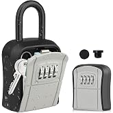 Diyife Key Lock Box, 4 Digit Combination Lock Box for House Key 1 Pack Gray | Portable Lockbox for Keys, Security Key Safe Storage, Waterproof Lock Box Wall Mounted for Outdoor Home Garage Office Garden