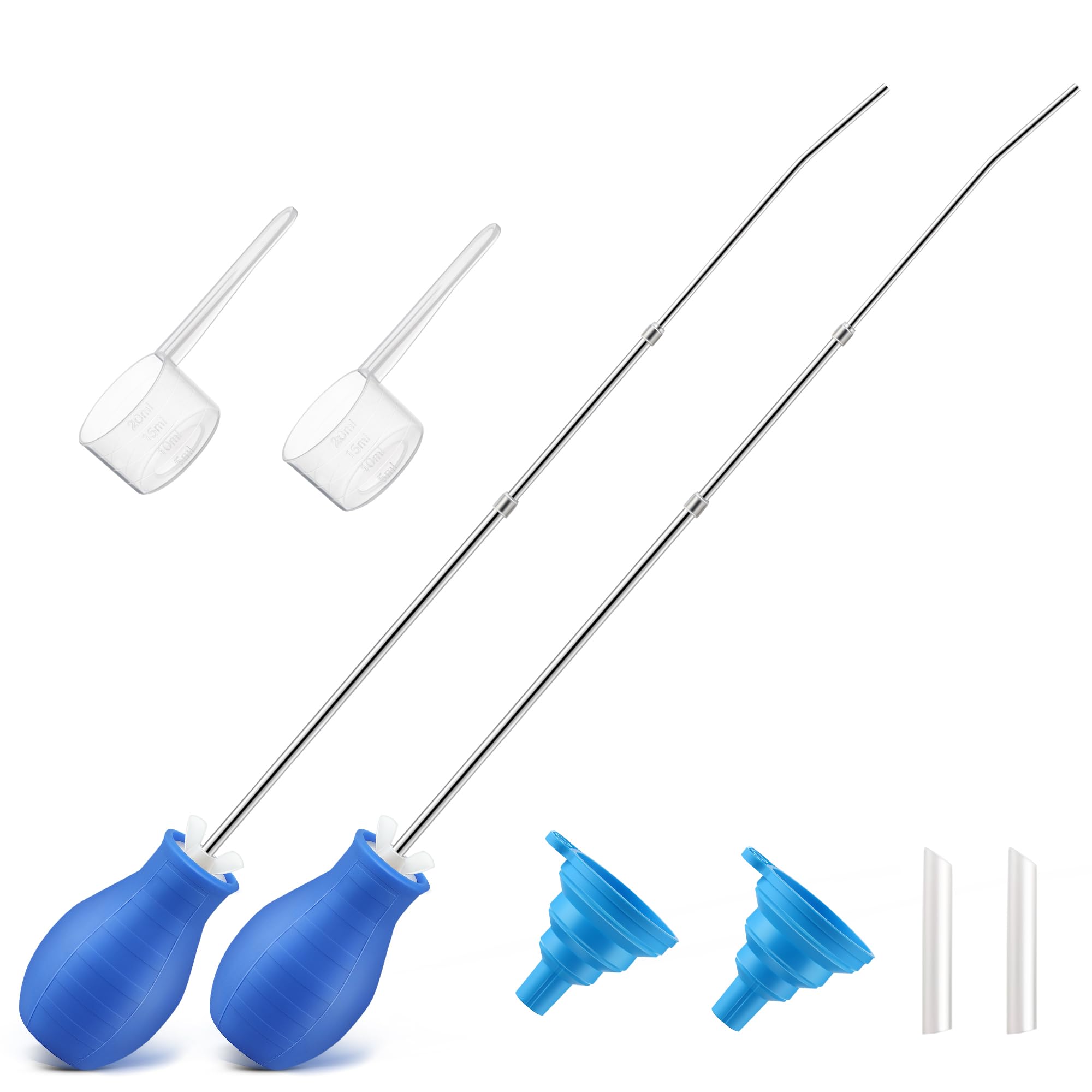 Photo 1 of Diatomaceous Earth Powder Duster, Longer 9" to 22" Retractable Garden Powder Applicator Dispenser, 8 oz Bulb Duster Sprayer Insect for Home Organic Gardening Agricultural Supply (Blue,2 Pcs)