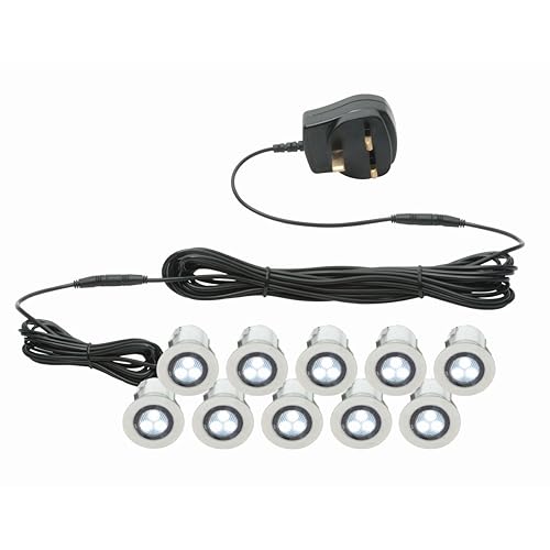 Biard 6 x Round LED Plinth Light Recessed Kitchen Decking Kit 30mm