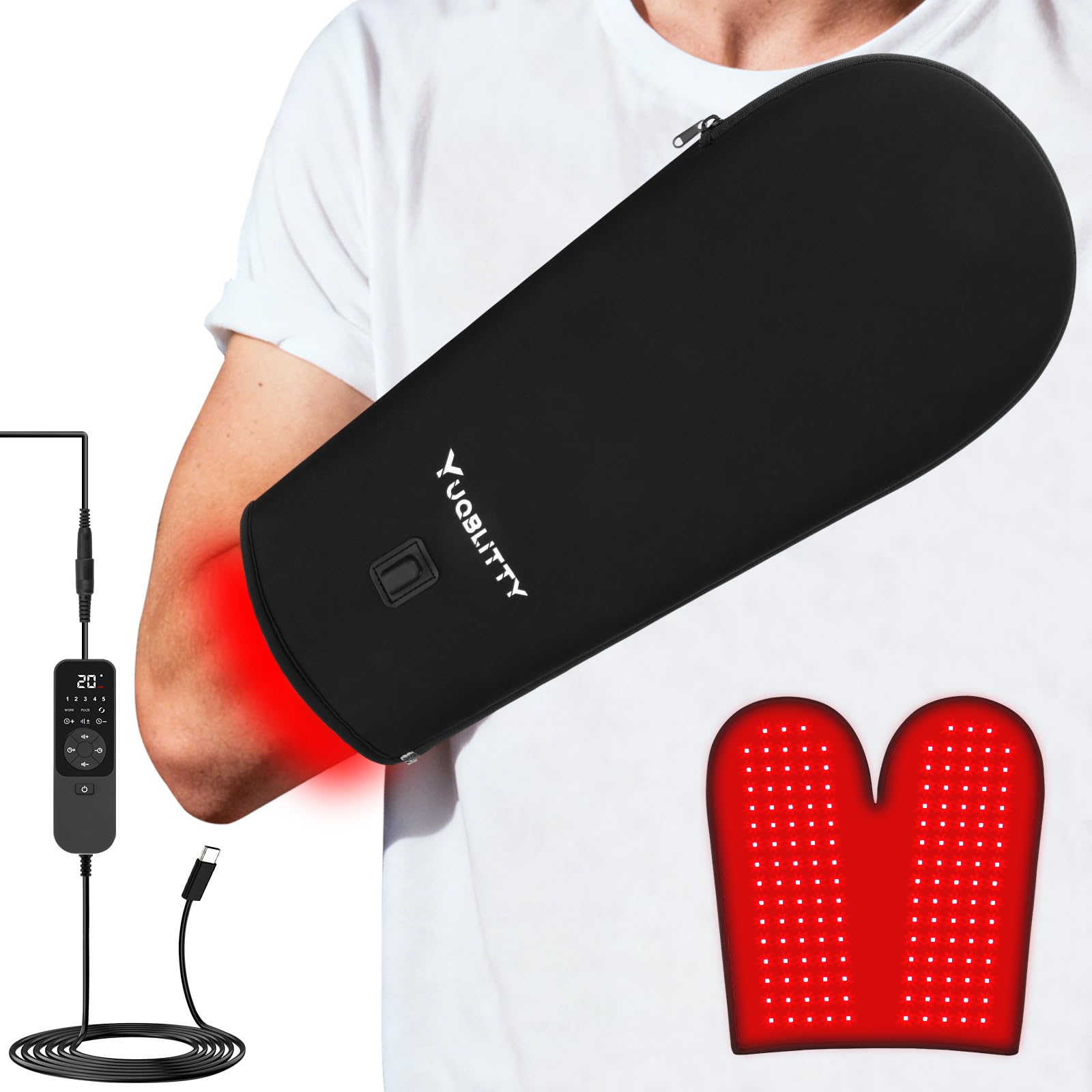 Photo 1 of Oversized Red Light Therapy for Hands Wrist Joints and Body, 660nm and 850nm Near-Infrared Heated Hand Glove Therapy, Timer, Small Red Light Therapy Mat at Home Relaxation, Gifts for Women Men