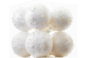 ChrisWish 8CT Christmas Ball Ornaments, White Christmas Ball Decorations Shatterproof Plastic Hanging Pearl Balls for Holiday Party(90mm/3.54")